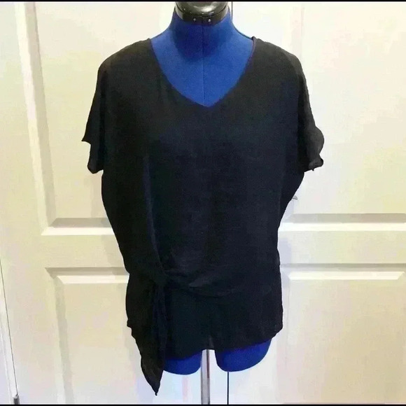 ANA Black Tunic Size M Cap Sleeves - Picture 3 of 6
